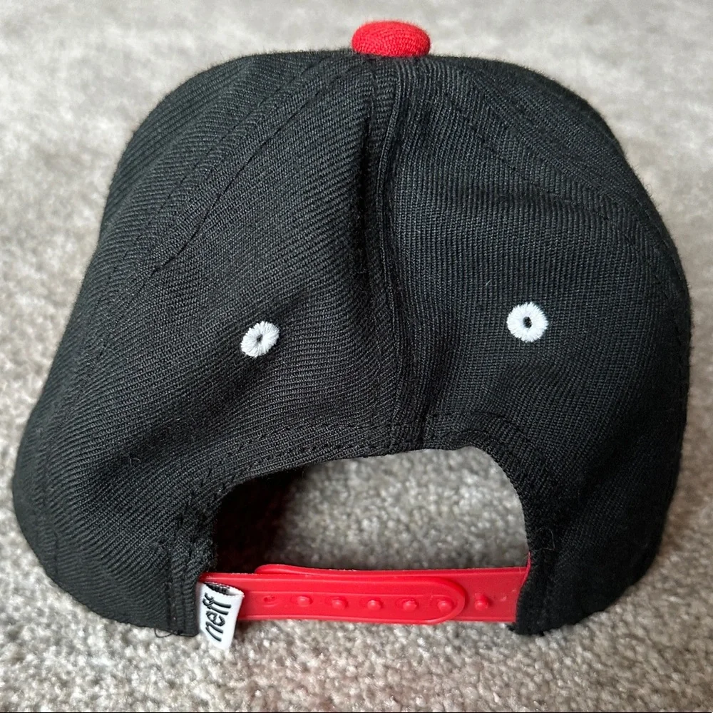 Like New NEFF Corpo Youth Snapback Adjustable Back Hat. Red, black & white